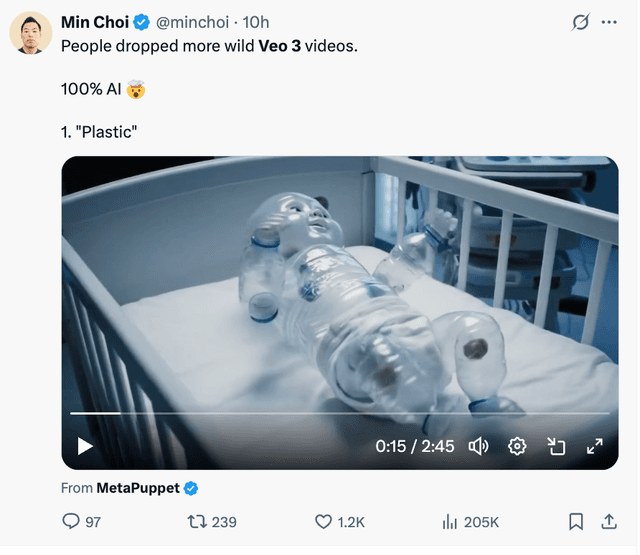 Veo 3 AI-generated video examples showing impressive quality